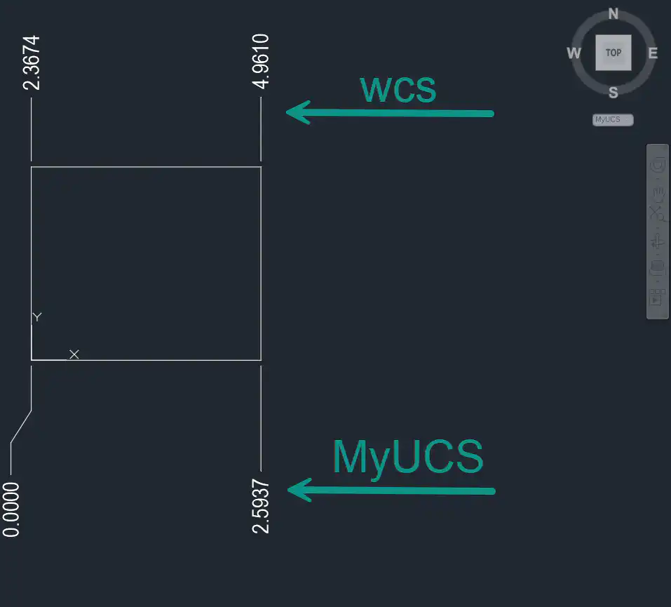 picture of using ucs with running dims